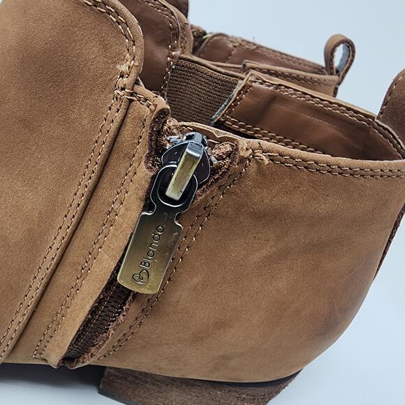 Blondo Victory Bootie Women 7.5M Brown Nubuck Leather Ankle Side Zip Waterproof - Picture 8 of 11